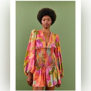 Farm Rio Sweet Forest Long Sleeve Mini Dress. Size Medium.